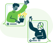 two people waving