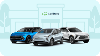 Three certified used GM electric vehicles displayed side-by-side showing size and design differences