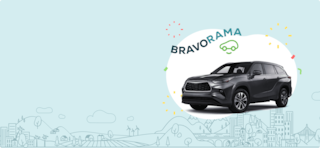 car with the word bravorama above