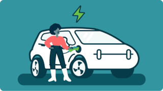 Charging ev vehicle logo