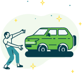 person proud showing a car