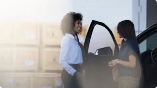 Sales Lady with a client