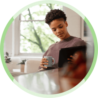 Woman reading ipad