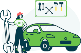 Woman Next To Car With Tools